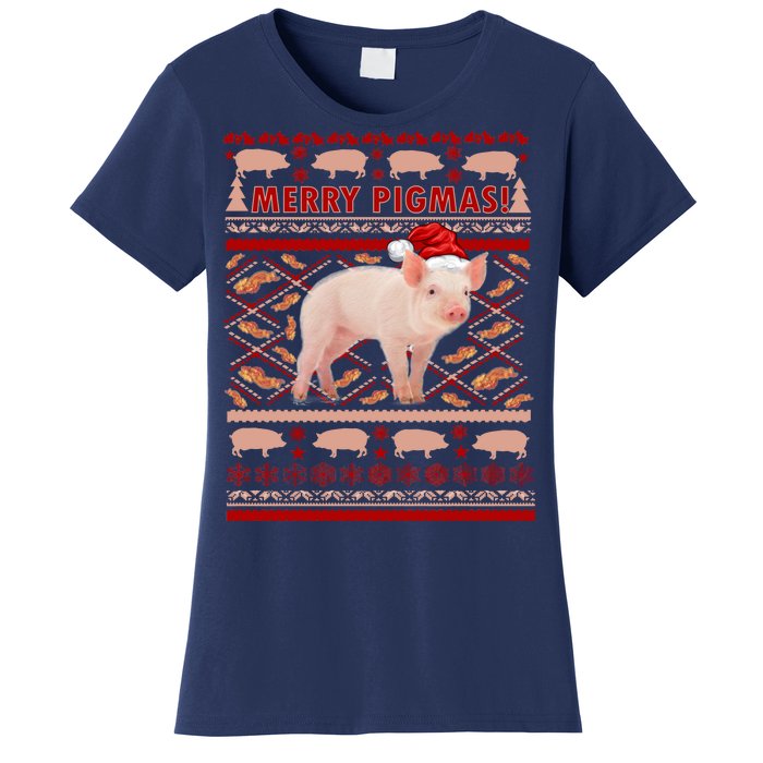 Merry Pigmas Christmas Pig Ugly Sweater Women's T-Shirt