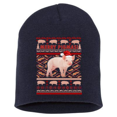 Merry Pigmas Christmas Pig Ugly Sweater Short Acrylic Beanie