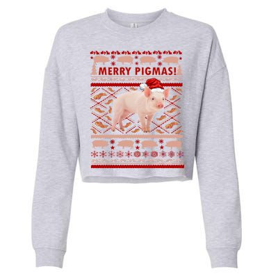 Merry Pigmas Christmas Pig Ugly Sweater Cropped Pullover Crew