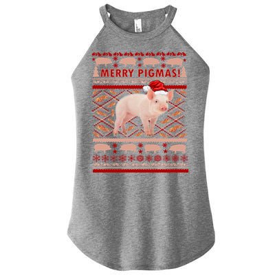 Merry Pigmas Christmas Pig Ugly Sweater Women's Perfect Tri Rocker Tank