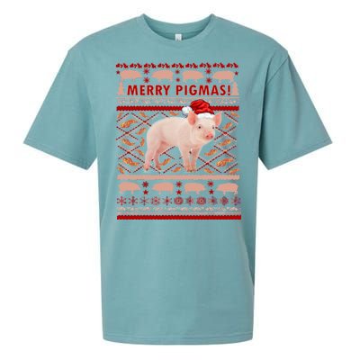 Merry Pigmas Christmas Pig Ugly Sweater Sueded Cloud Jersey T-Shirt