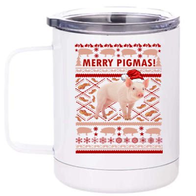 Merry Pigmas Christmas Pig Ugly Sweater 12 oz Stainless Steel Tumbler Cup