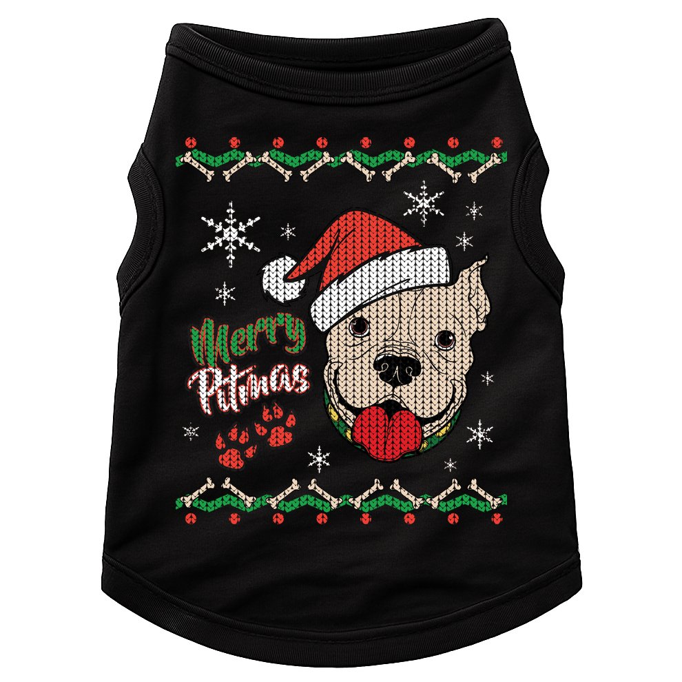 Merry Pitmas Ugly Christmas Sweater Doggie Tank