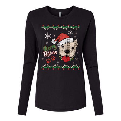 Merry Pitmas Ugly Christmas Sweater Womens Cotton Relaxed Long Sleeve T-Shirt