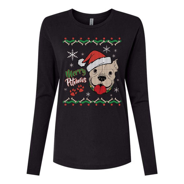 Merry Pitmas Ugly Christmas Sweater Womens Cotton Relaxed Long Sleeve T-Shirt