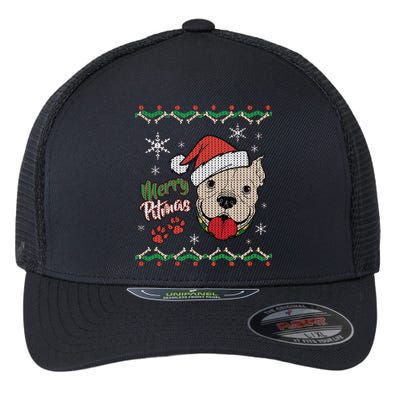 Merry Pitmas Ugly Christmas Sweater Flexfit Unipanel Trucker Cap