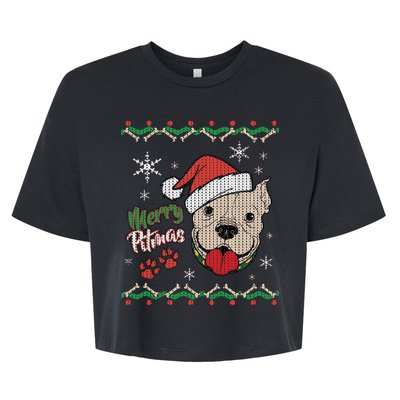 Merry Pitmas Ugly Christmas Sweater Bella+Canvas Jersey Crop Tee