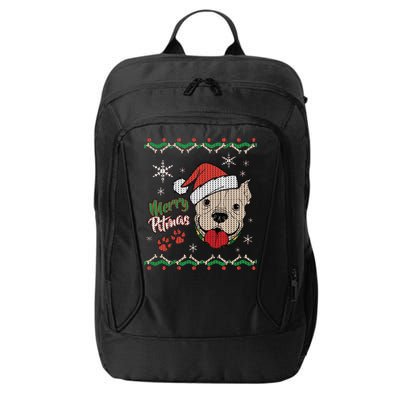 Merry Pitmas Ugly Christmas Sweater City Backpack