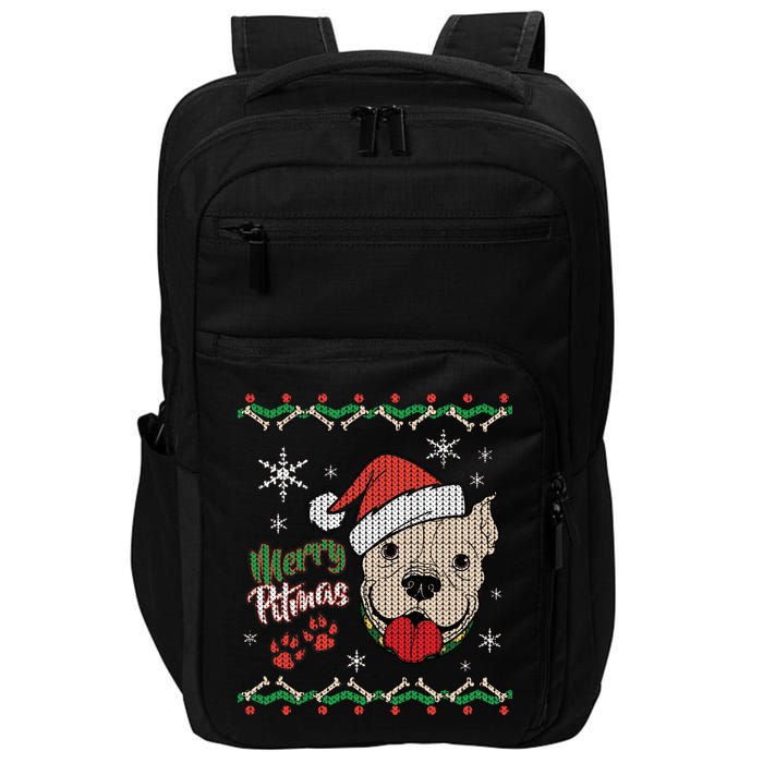 Merry Pitmas Ugly Christmas Sweater Impact Tech Backpack