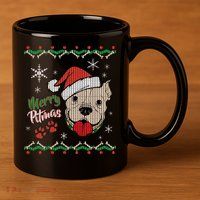 Merry Pitmas Ugly Christmas Sweater 11oz C Handle Ceramic Mug
