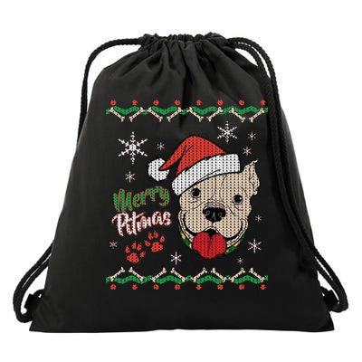 Merry Pitmas Ugly Christmas Sweater Drawstring Bag