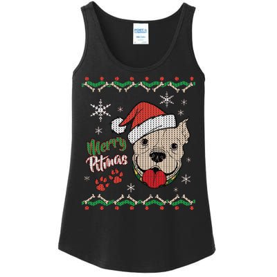 Merry Pitmas Ugly Christmas Sweater Ladies Essential Tank