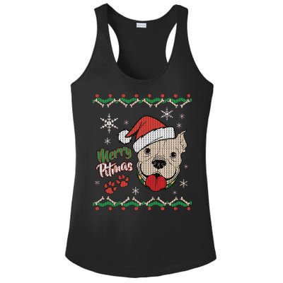 Merry Pitmas Ugly Christmas Sweater Ladies PosiCharge Competitor Racerback Tank