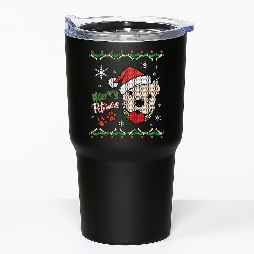 Merry Pitmas Ugly Christmas Sweater Tumbler