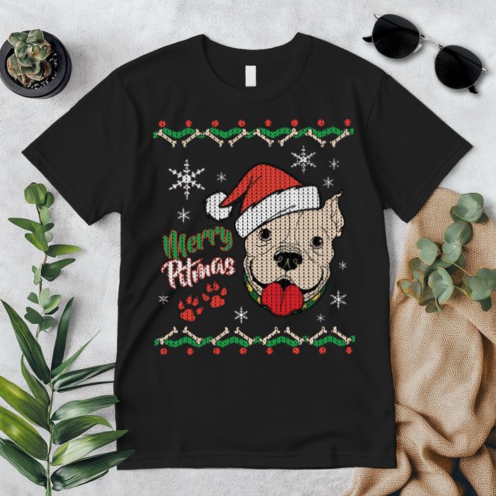 Merry Pitmas Ugly Christmas Sweater Premium T-Shirt