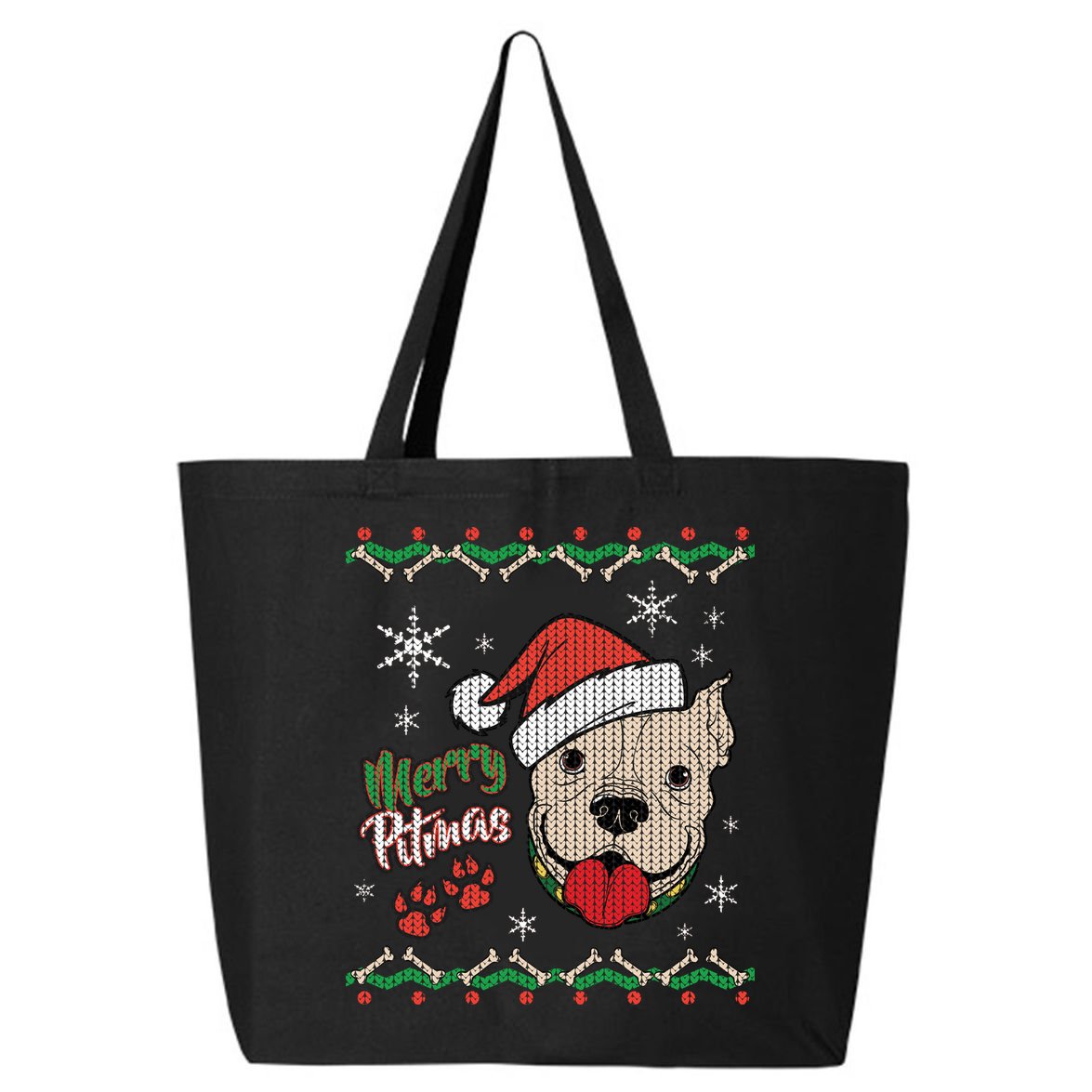 Merry Pitmas Ugly Christmas Sweater 25L Jumbo Tote