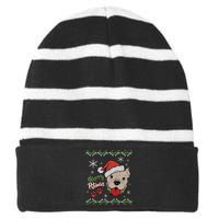 Merry Pitmas Ugly Christmas Sweater Striped Beanie with Solid Band