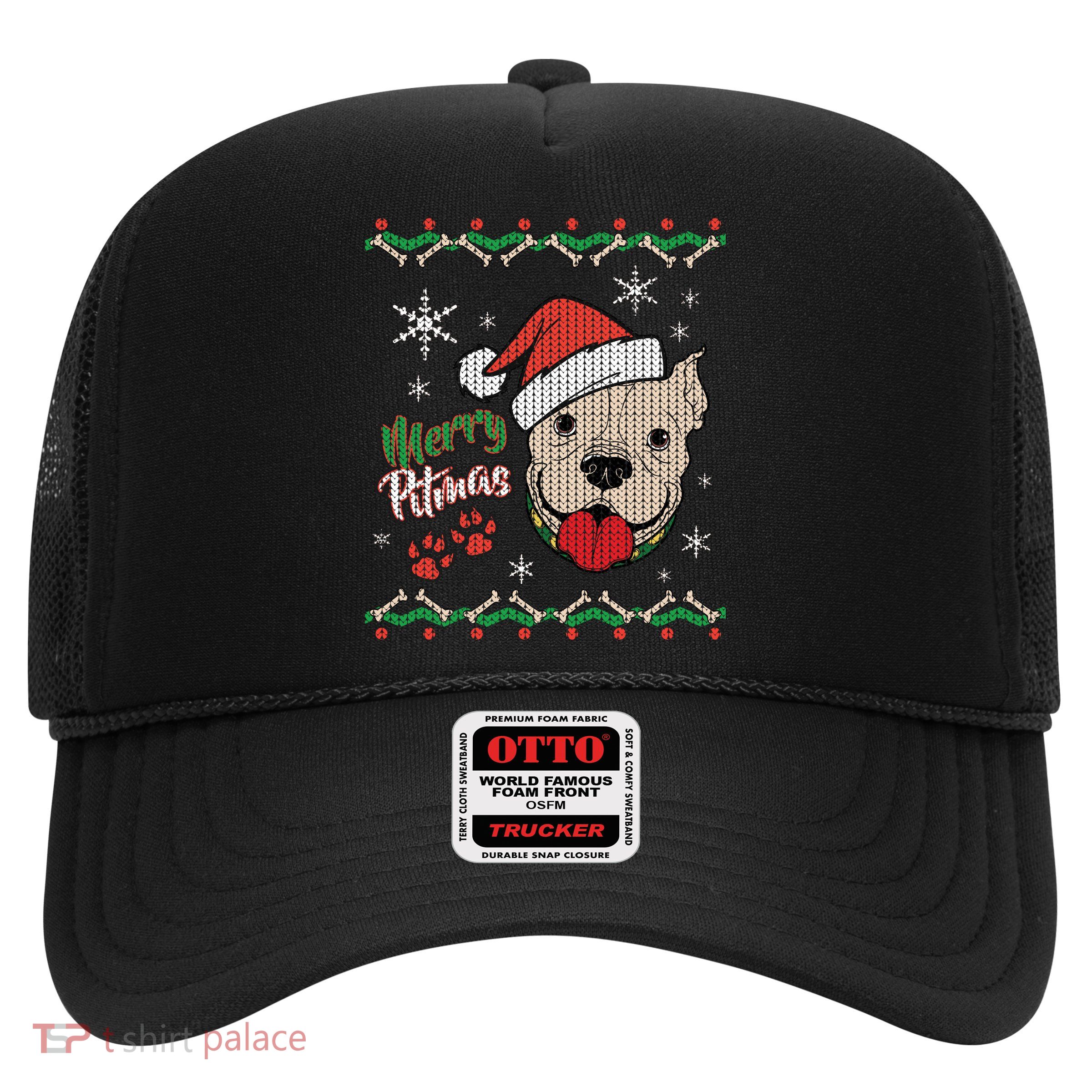 Merry Pitmas Ugly Christmas Sweater Trucker Hat