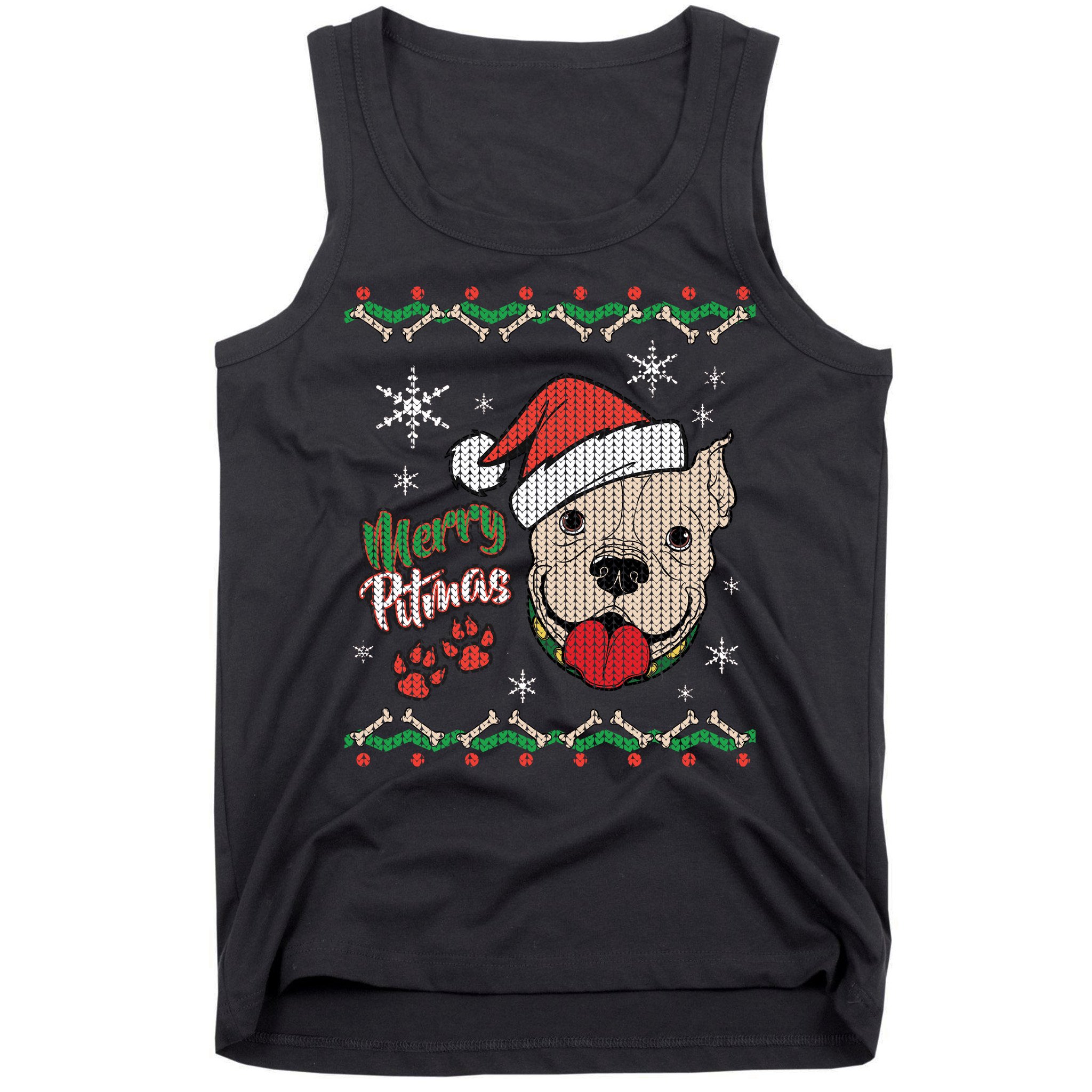 Merry Pitmas Ugly Christmas Sweater Tank Top