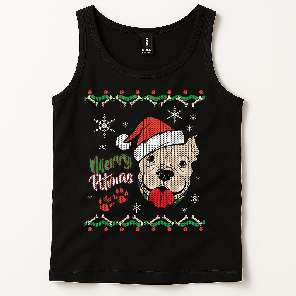 Merry Pitmas Ugly Christmas Sweater Tank Top