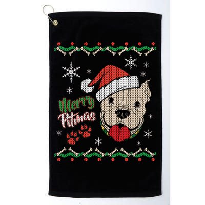 Merry Pitmas Ugly Christmas Sweater Golf Towel
