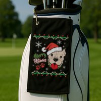 Merry Pitmas Ugly Christmas Sweater Golf Towel