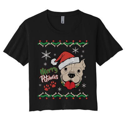 Merry Pitmas Ugly Christmas Sweater Crop Top