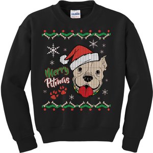 Merry Pitmas Ugly Christmas Sweater Kids Sweatshirt