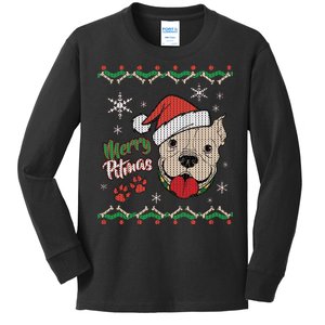 Merry Pitmas Ugly Christmas Sweater Kids Long Sleeve Shirt