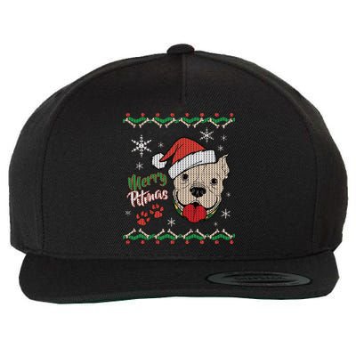 Merry Pitmas Ugly Christmas Sweater Wool Snapback Cap