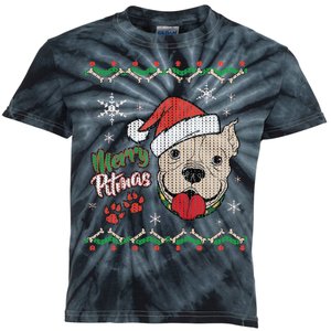 Merry Pitmas Ugly Christmas Sweater Kids Tie-Dye T-Shirt