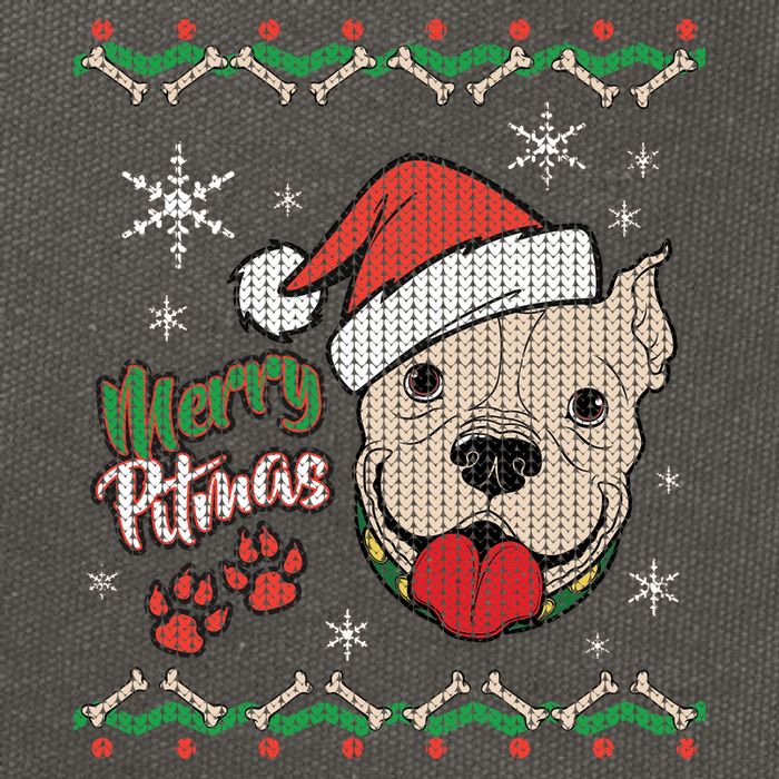 Merry Pitmas Ugly Christmas Sweater Cotton Canvas Backpack
