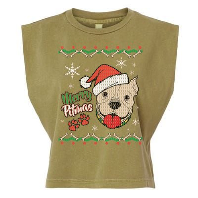 Merry Pitmas Ugly Christmas Sweater Garment-Dyed Women's Muscle Tee