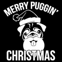 Merry Puggin Christmas Pug Flexfit Unipanel Trucker Cap
