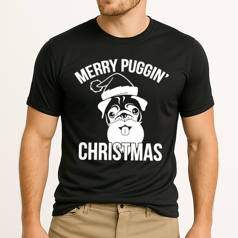 Merry Puggin Christmas Pug Cooling Performance Crew T-Shirt