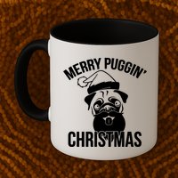 Merry Puggin Christmas Pug Coffee Mug