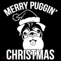 Merry Puggin Christmas Pug Drawstring Bag