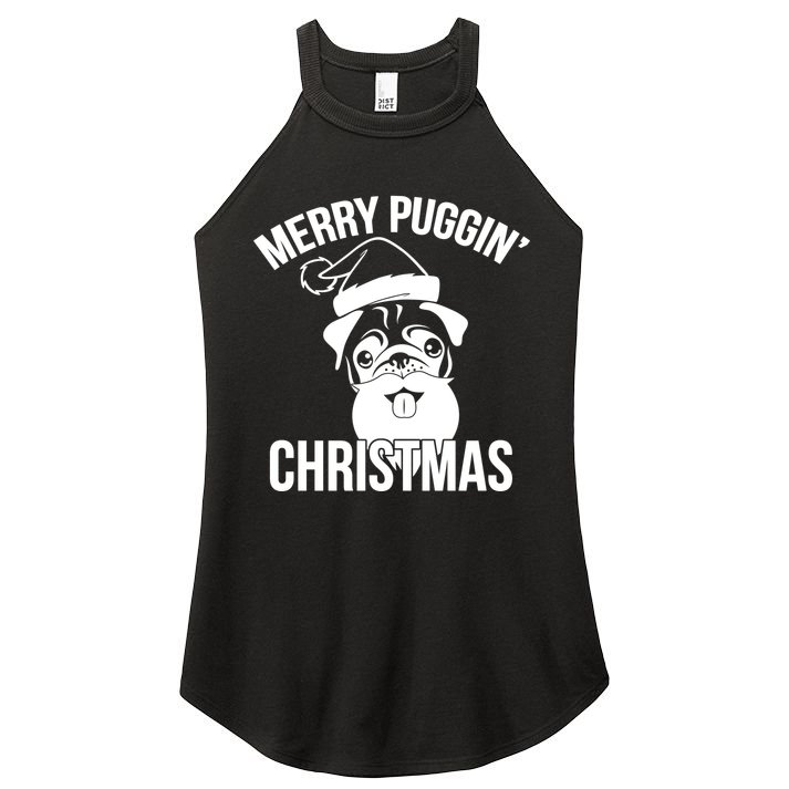 Merry Puggin Christmas Pug Women's Perfect Tri Rocker Tank