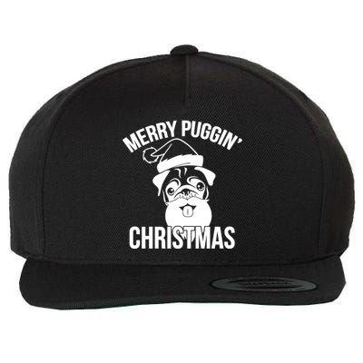 Merry Puggin Christmas Pug Wool Snapback Cap