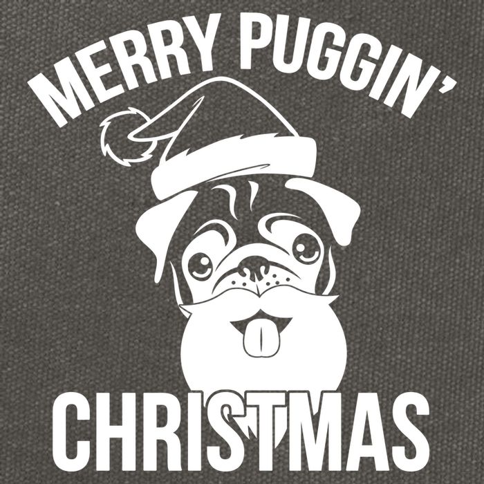Merry Puggin Christmas Pug Cotton Canvas Backpack