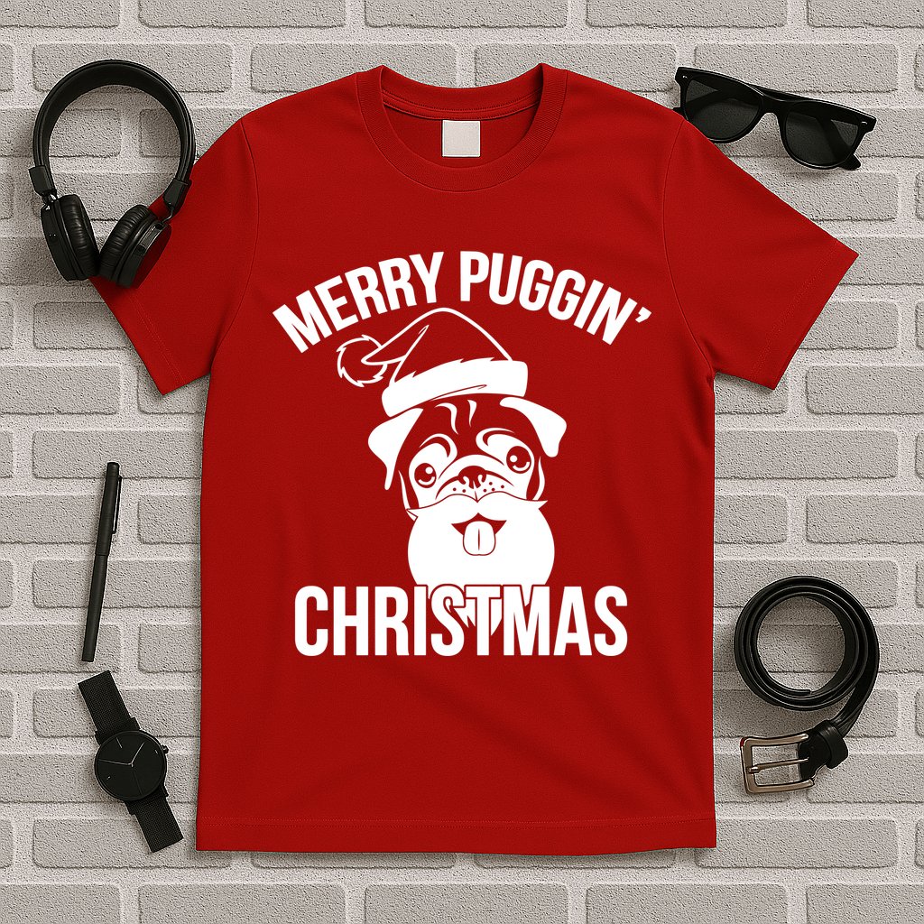 Merry Puggin Christmas Pug T-Shirt