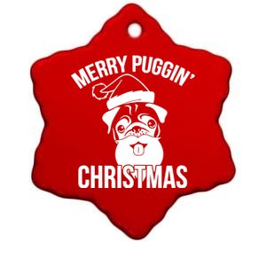 Merry Puggin Christmas Pug Ceramic Star Ornament