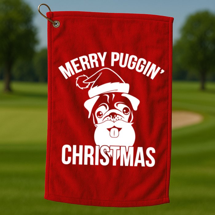 Merry Puggin Christmas Pug Golf Towel