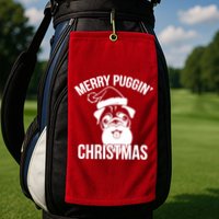 Merry Puggin Christmas Pug Golf Towel