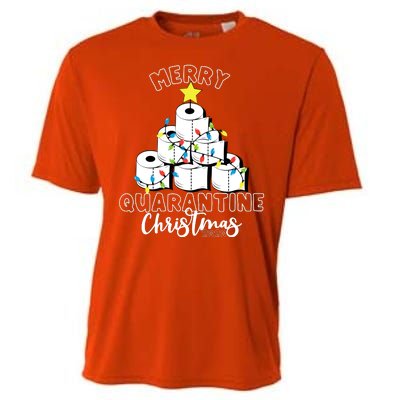 Merry Quarantine Christmas Toilet Paper Tree Cooling Performance Crew T-Shirt