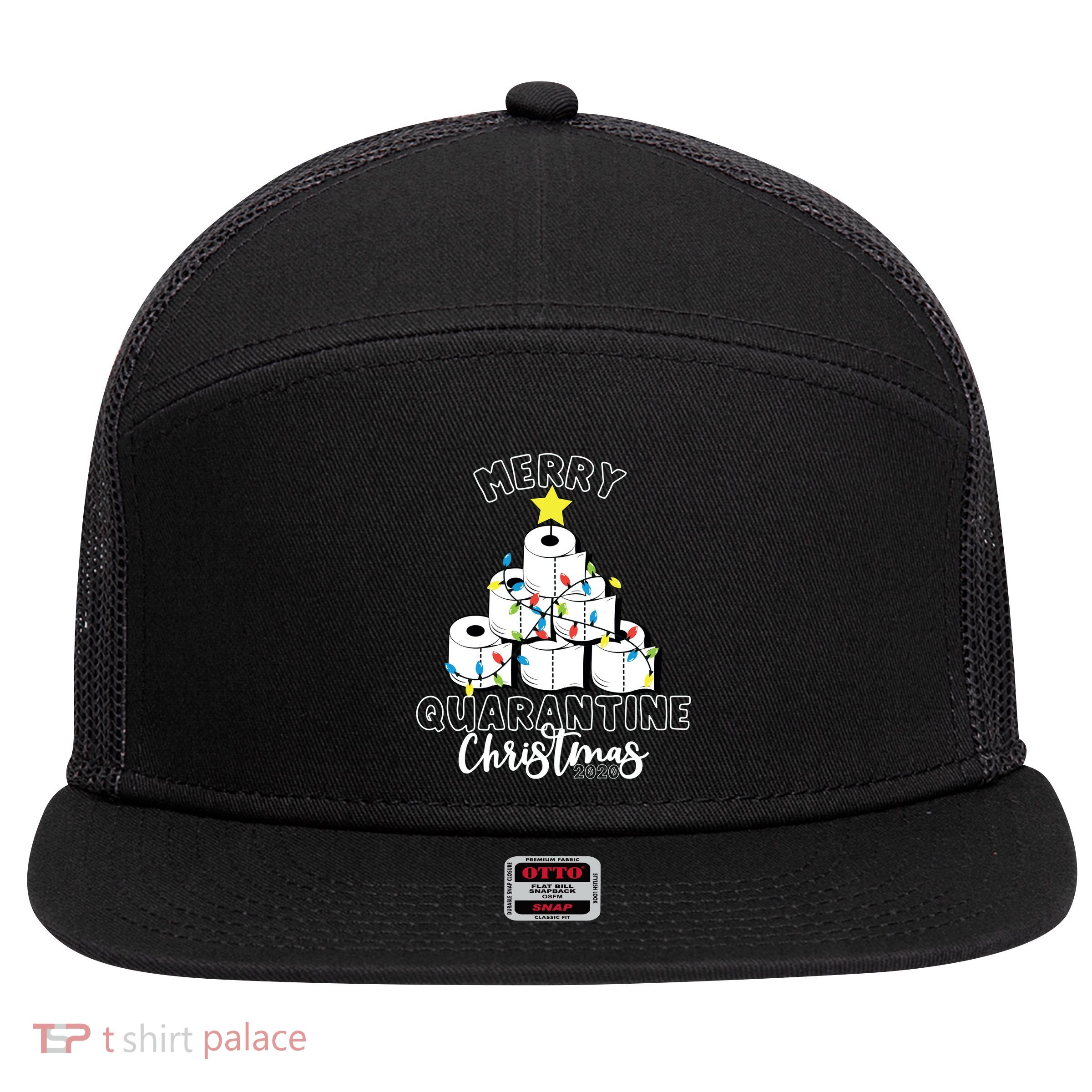 Merry Quarantine Christmas Toilet Paper Tree 7 Panel Mesh Trucker Snapback Hat