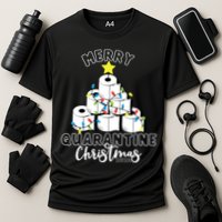 Merry Quarantine Christmas Toilet Paper Tree Cooling Performance Crew T-Shirt