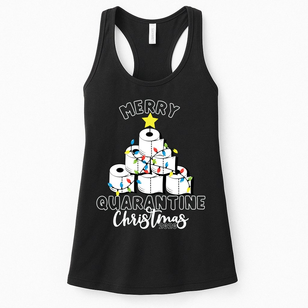 Merry Quarantine Christmas Toilet Paper Tree Womens Tank Top