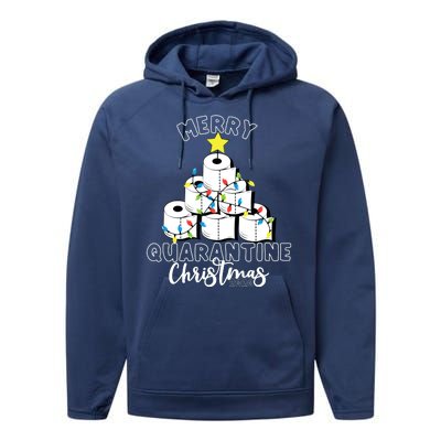 Merry Quarantine Christmas Toilet Paper Tree Performance Fleece Hoodie