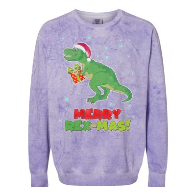 Merry Rex-Mas Ugly Christmas Colorblast Crewneck Sweatshirt